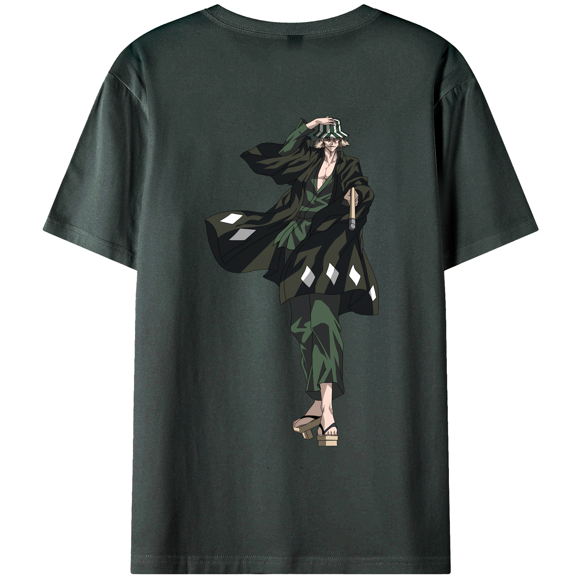 （画像用） "ブリーチ 浦原 喜助（うらはら きすけ） BLEACH Urahara Kisuke " 綿100％ メンズ半袖Tシャツ（バックプリント） 通気性